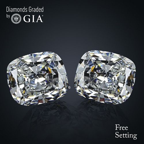 4.04 carat diamond pair Cushion cut Diamond GIA Graded 1) 2.03 ct, Color F, VS2 2) 2.01 ct, Color F, SI1. Appraised Value: $130,300 