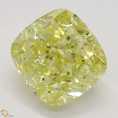 2.01 ct, Natural Fancy Intense Yellow Even Color, VS2, Cushion cut Diamond (GIA Graded), Appraised Value: $73,100 