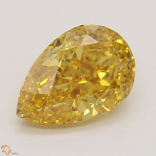 1.02 ct, Natural Fancy Vivid Yellow Orange Even Color, SI1, Pear cut Diamond (GIA Graded), Appraised Value: $84,200 