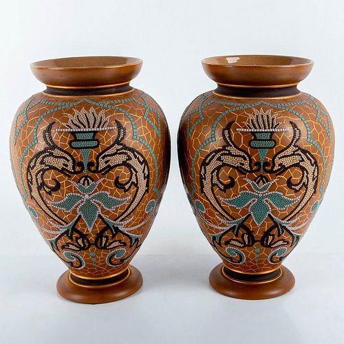 Pair of Doulton Lambeth Silicon Ware Eliza Simmance Vases