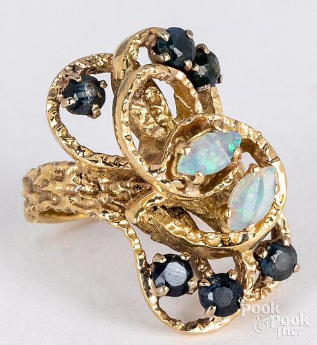 14K gold and gemstone ring
