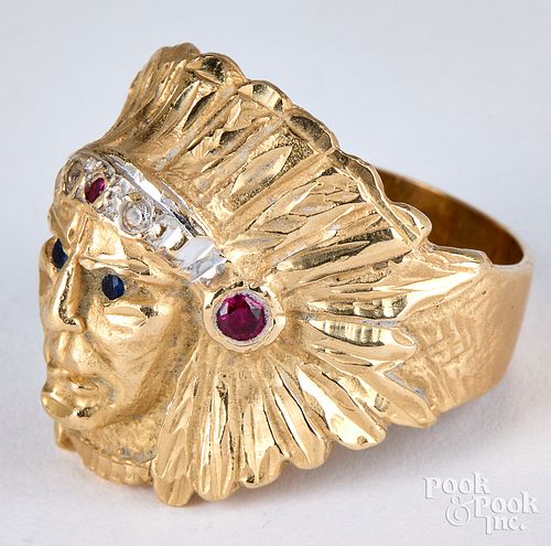 14K gold Indian head ring