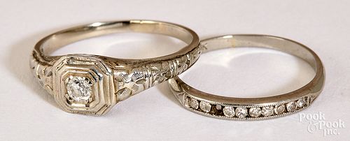 Two 18K gold and diamond rings