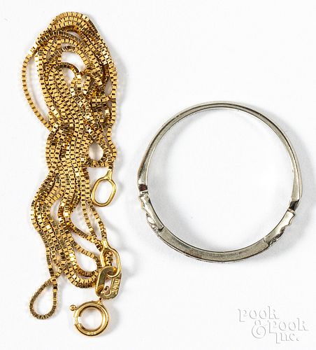 18K gold necklace and diamond ring