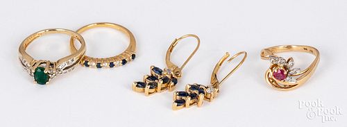 Group of 14K gold and stone jewelry