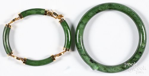 Two Chinese jade bracelets.