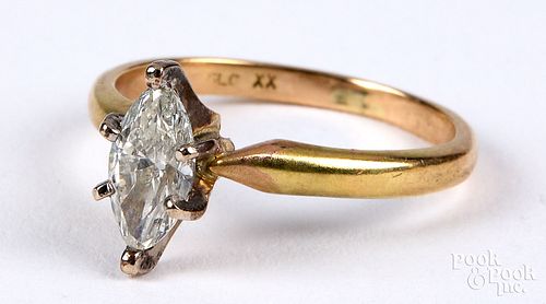 14K gold diamond solitaire ring