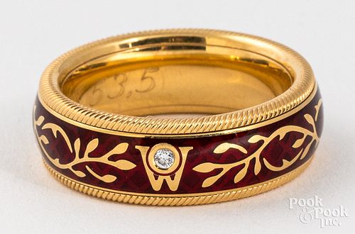 Wellendorff 18K gold and enamel ring