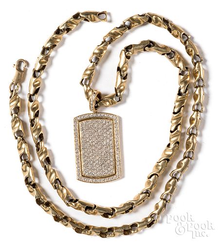 10K gold necklace, together with a pendant
