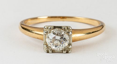 18K and 14K gold and diamond ring