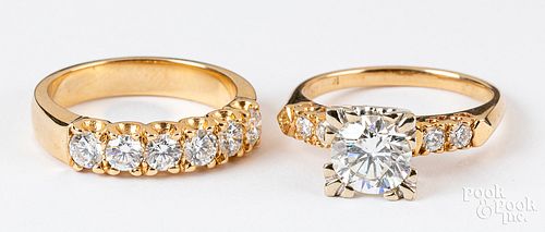 14K gold and diamond wedding set