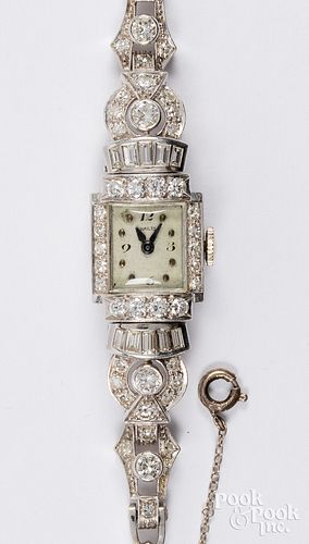 Ladies diamond wristwatch, with platinum case