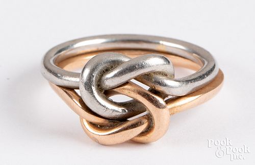 14K gold conjoined two tone rings