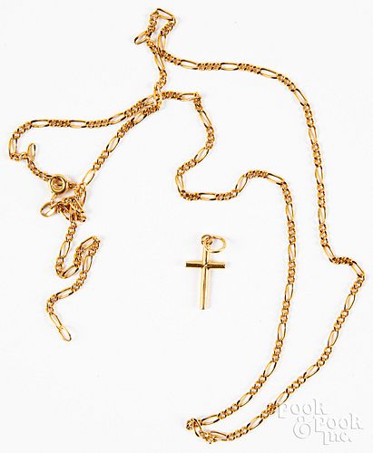 14K gold necklace, together with a pendant