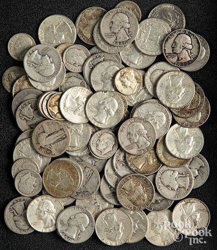 Group of silver quarters and dimes