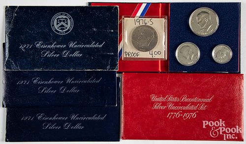 Bicentennial silver proof set, etc.