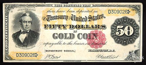 1882 fifty dollar gold certificate.