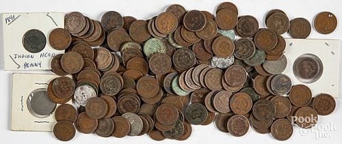 Group of Indian pennies, buffalo nickels, etc.