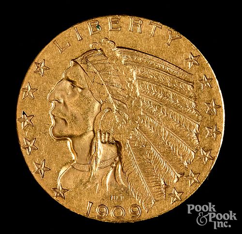 1909 Indian Head five dollar gold coin.