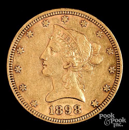 1898 Liberty Head ten dollar gold coin.