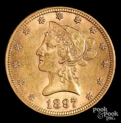 1897 Liberty Head ten dollar gold coin.
