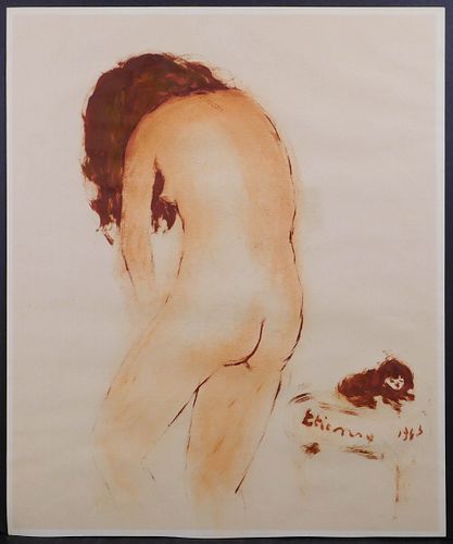 Roger Etienne: Female Nude with Dog (After Egon Schiele)