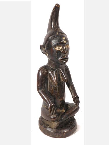 African Seated Female Ancestor Figure, Bembe, Zaire