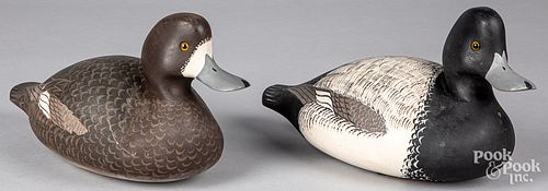 Pair of Harry Ross carved scaup duck decoys