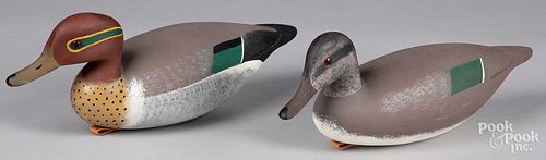 Pair of Hurley Conklin green wing teal duck decoys