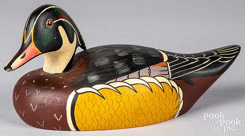 Wildfowler carved and painted wood duck decoy