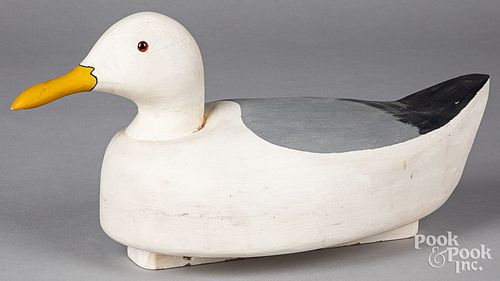 Carved and painted seagull decoy
