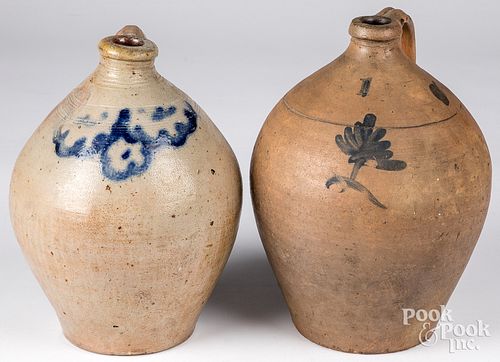 Two stoneware one gallon jugs, 19th c.
