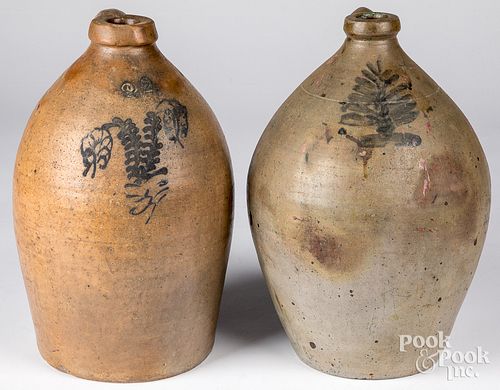 Two stoneware two gallon jugs, 19th c.