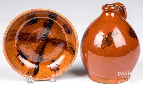 Two pieces of redware, 19th c.
