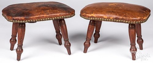 Pair of leather foot stools
