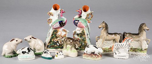 Group of Staffordshire animals