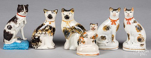 Group of Staffordshire cats