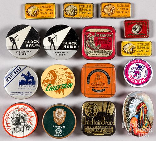 Group of Native American themed advertising tins