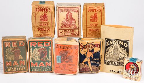 Seven Tobacco and cigar leaf pouches