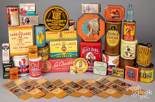 Native American themed vintage advertising tins