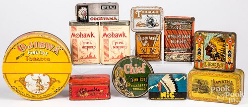 Group of Native American themed tobacco tins