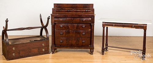 Two Federal mahogany servers and a dresser