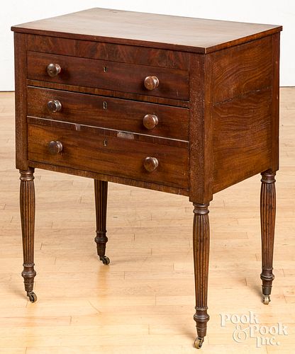 Sheraton mahogany three-drawer stand, ca. 1815