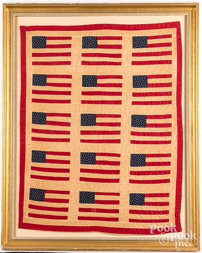 Framed American flag crib quilt
