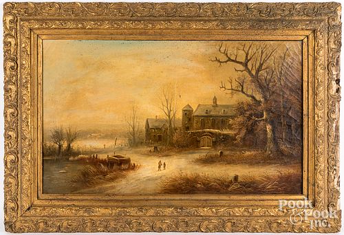 English oil on canvas landscape, late 19th c.
