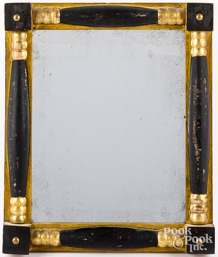 Mirror with painted half round frame, 19th c.