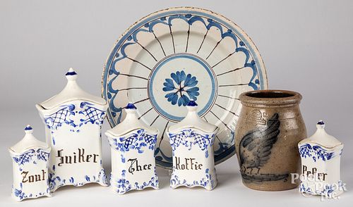 Delft-style kitchen canisters, etc.