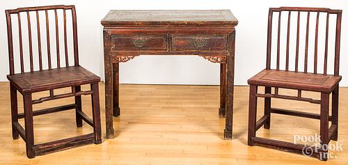 Chinese table and chairs, 19th c.