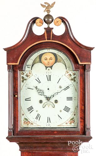 Mahogany tall case clock, early 19th c.