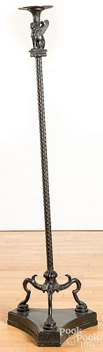 Bronze torchère, with marble base